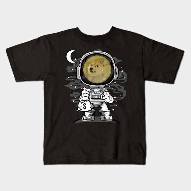 Astronaut Dogecoin DOGE Coin To The Moon Crypto Token Cryptocurrency Wallet Birthday Gift For Men Women Kids Kids T-Shirt by Thingking About